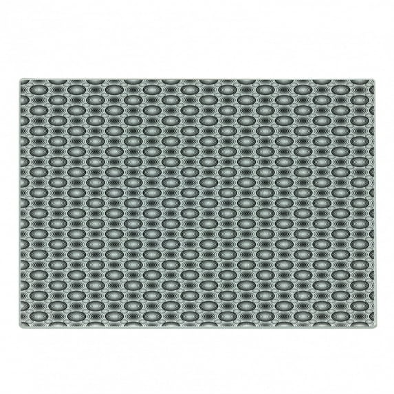 Black and White Cutting Board, Monochrome Geometric Mosaic with Circles Ring Shapes Simple Minimalist, Decorative Tempered Glass Cutting and Serving Board, Small Size, Black White, by Ambesonne
