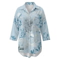 thumbnail image 4 of Xoenoiee Jellyfish Coral Print Women Swimsuit Coverup Button Down Casual Shirt Dress V Neck Beach Cover Ups Side Split Casual Blouse Top with Pockets, XL, 4 of 7
