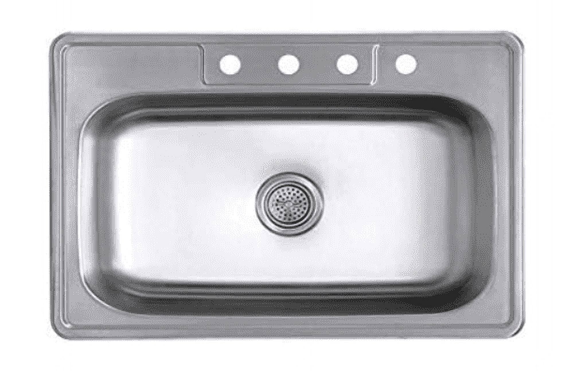 Magnolia Sinks Kitchen Sink Stainless Steel Drop In Top Mount 33" x 22", 4 hole (33 inch Drop-In Topmount Single Bowl) Self Rimming