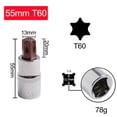 thumbnail image 1 of 1Pc T20-T70 for Torx Head Screwdriver Bit for Torx Bit Sockets 1/2Inch Sockets Wrenches T60, 1 of 10