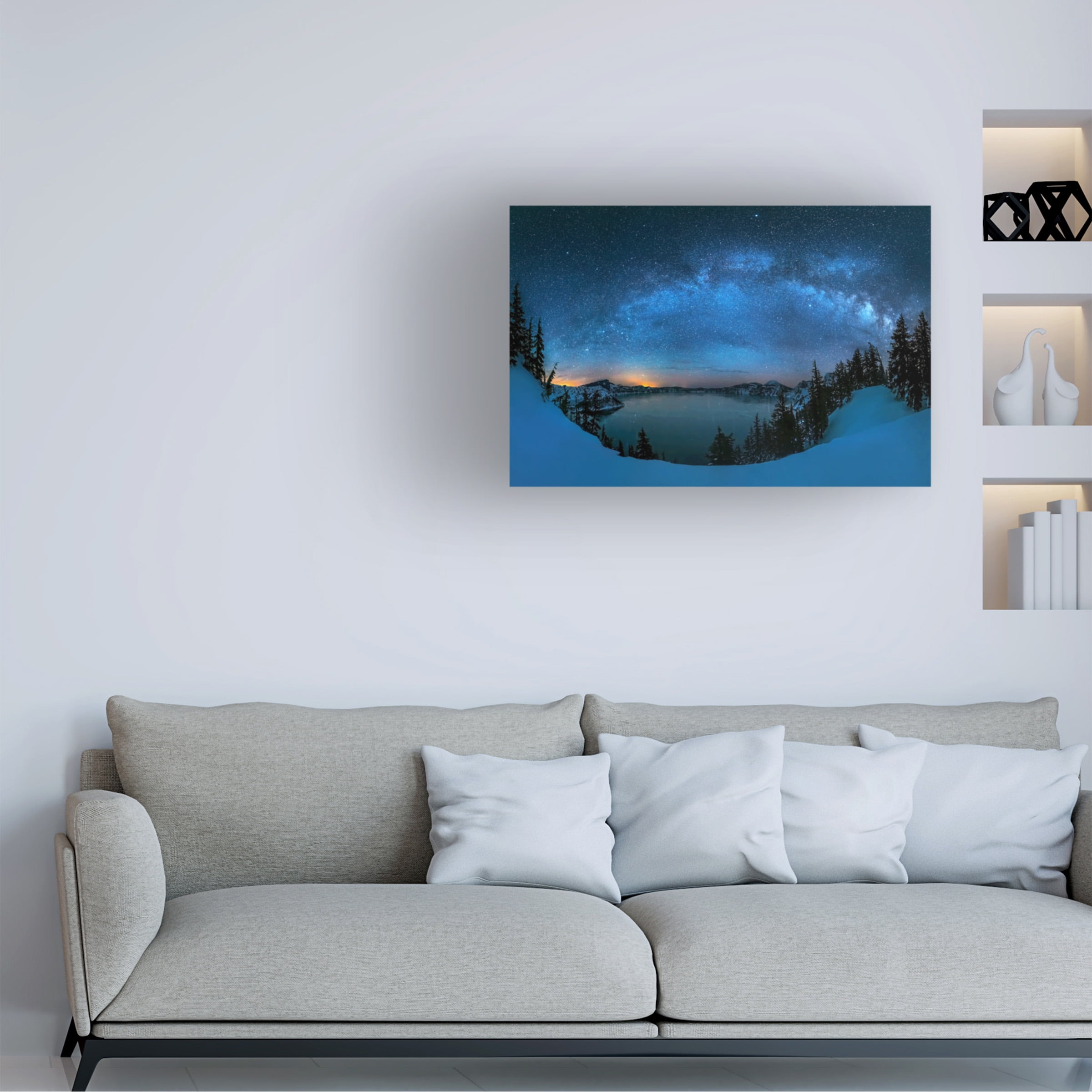 Hua Zhu 'Starry Night Over The Crater Lake' Canvas Art