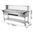 thumbnail image 6 of VEVOR 5-Pan Commercial Food Warmer, 5 x 20.6QT Electric Steam Table, 3750W Professional Buffet Catering Food Warmer with Acrylic Sneeze Guard, Food Grade Stainless Steel Server, 6 of 9