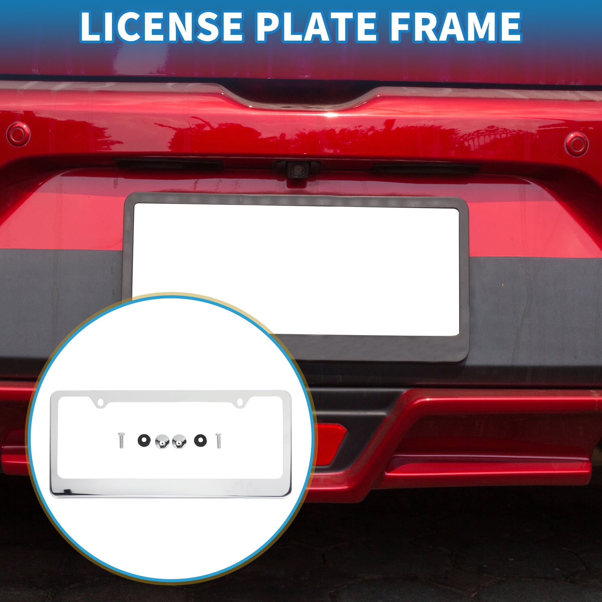 Unique Bargains Stainless Steel License Plate Holder Durable Mirror Polished Silver Tone
