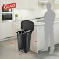 thumbnail image 3 of Glad Kitchen Trash Can with Lid, Stainless Foot Pedal and Garbage Bag Rings, 13 Gal, Black, 3 of 13