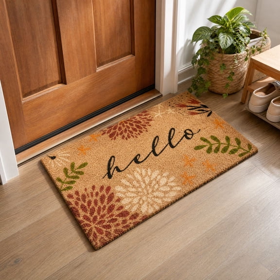 Floral Welcome Doormat, Fall Colorful Flower Mat, Fall Decorative Front Door Rug for Indoor Outdoor Porch Balcony Home Decor, 15.7x23.6 Inches