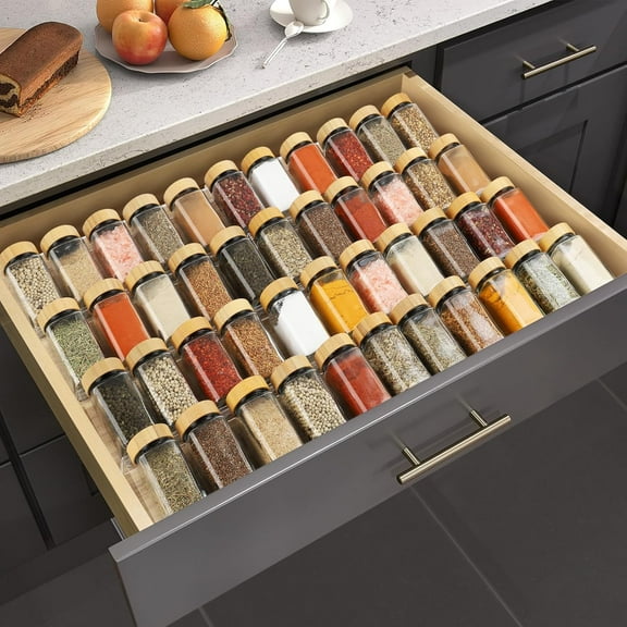 Spice Drawer Organizer, Acrylic Seasoning Organizer Rack, Clear Spice Rack Tray, Kitchen Seasoning Jars Drawers Insert
