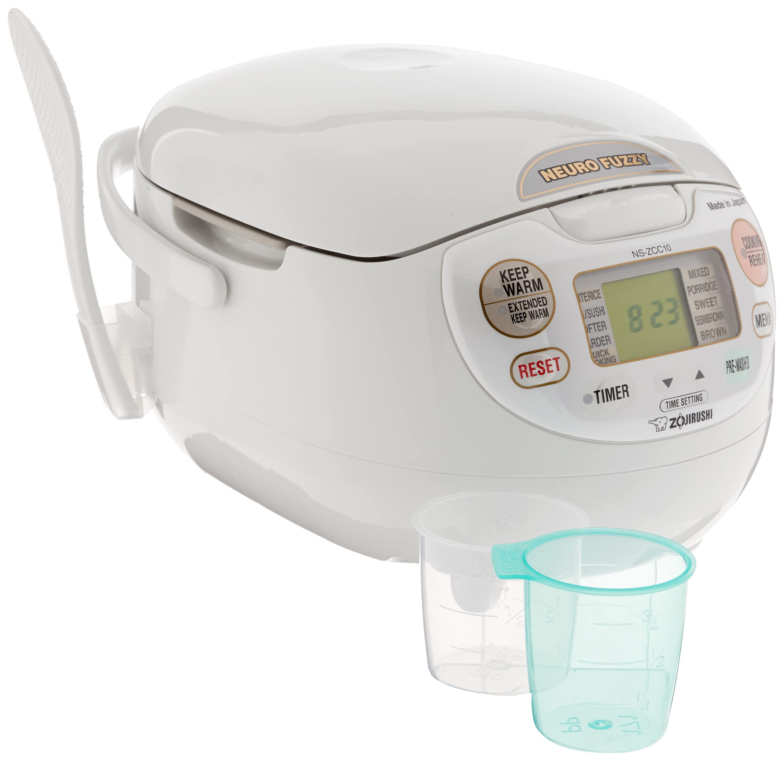 Zojirushi NS-ZCC10 5.5-Cup Neuro Fuzzy Rice Cooker & Warmer, Premium White, Made in Japan