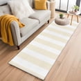thumbnail image 2 of Cream Striped Large Area Rugs for Bedroom Living Room, Soft Non Slip Carpet Bedside Rug, Modern Farmhouse Cream White Stripes Rectangular Floor Cover Kitchen Accent Rug 2'x6' for Dining Room/Office, 2 of 9