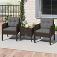 thumbnail image 2 of Gymax Set of 3 Outdoor Patio PE Wicker Furniture Set w/Cushions & Tempered Glass Coffee Table Gray, 2 of 10