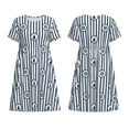 thumbnail image 3 of Bixox Robe d'Été à Manches Courtes pour Femmes Robe Ample Longueur Genou avec Poches-Nautique1, 3 of 7