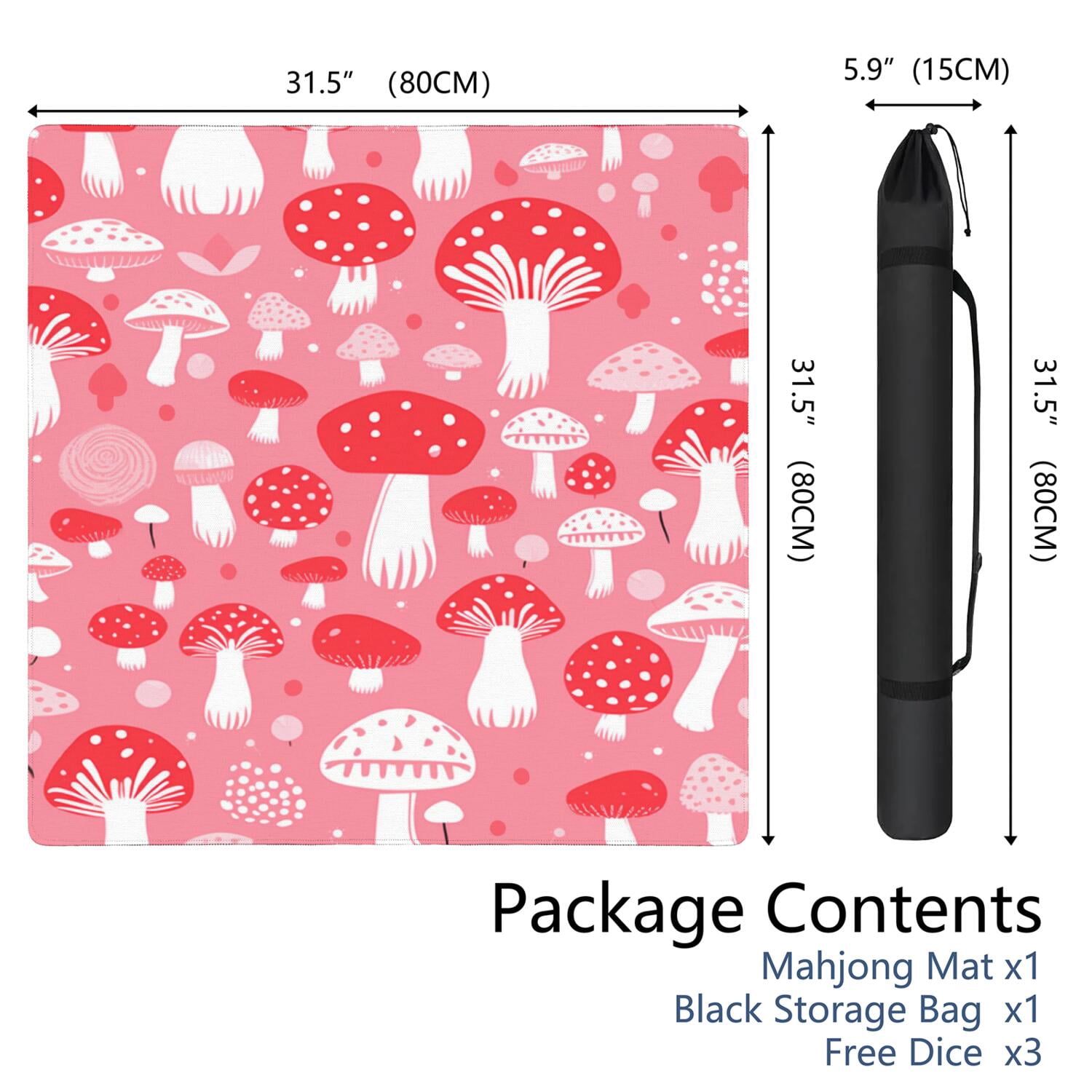 31.5 Inch Plants Pattern Mahjong Pad Made of Durable Rubber with Anti-Slip Non-Skid Properties and Noise Dampening Features for Card Games Board Games