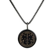COAI Religious Jewelry Sigil of Archangel Uriel Obsidian Stone Pendant Necklace