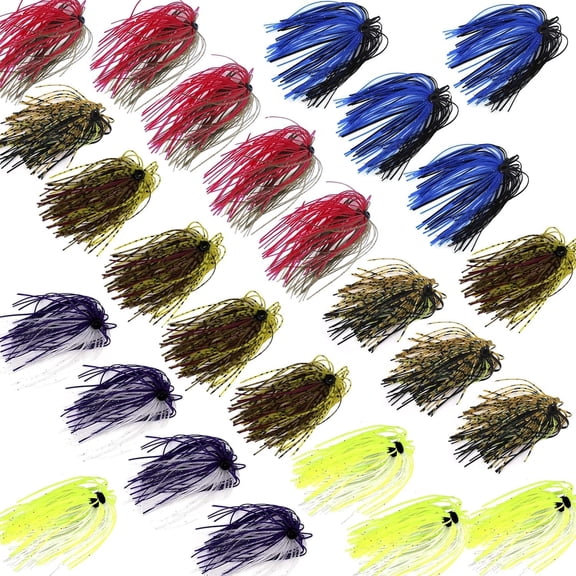 Silicone Jig Skirts DIY Bass Rubber Fishing Jig Lures Kit Spinnerbaits Buzzbait Swimjig Skirts Replacement 12/24 Bundles 50 Strands Fishing Bait Accessories