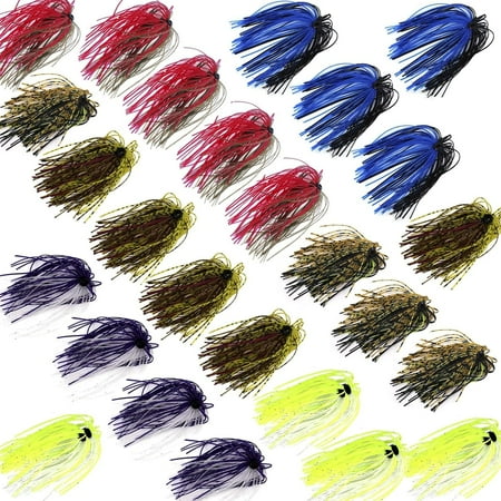 Silicone Jig Skirts DIY Bass Rubber Fishing Jig Lures Kit Spinnerbaits Buzzbait Swimjig Skirts Replacement 12/24 Bundles 50 Strands Fishing Bait Accessories
