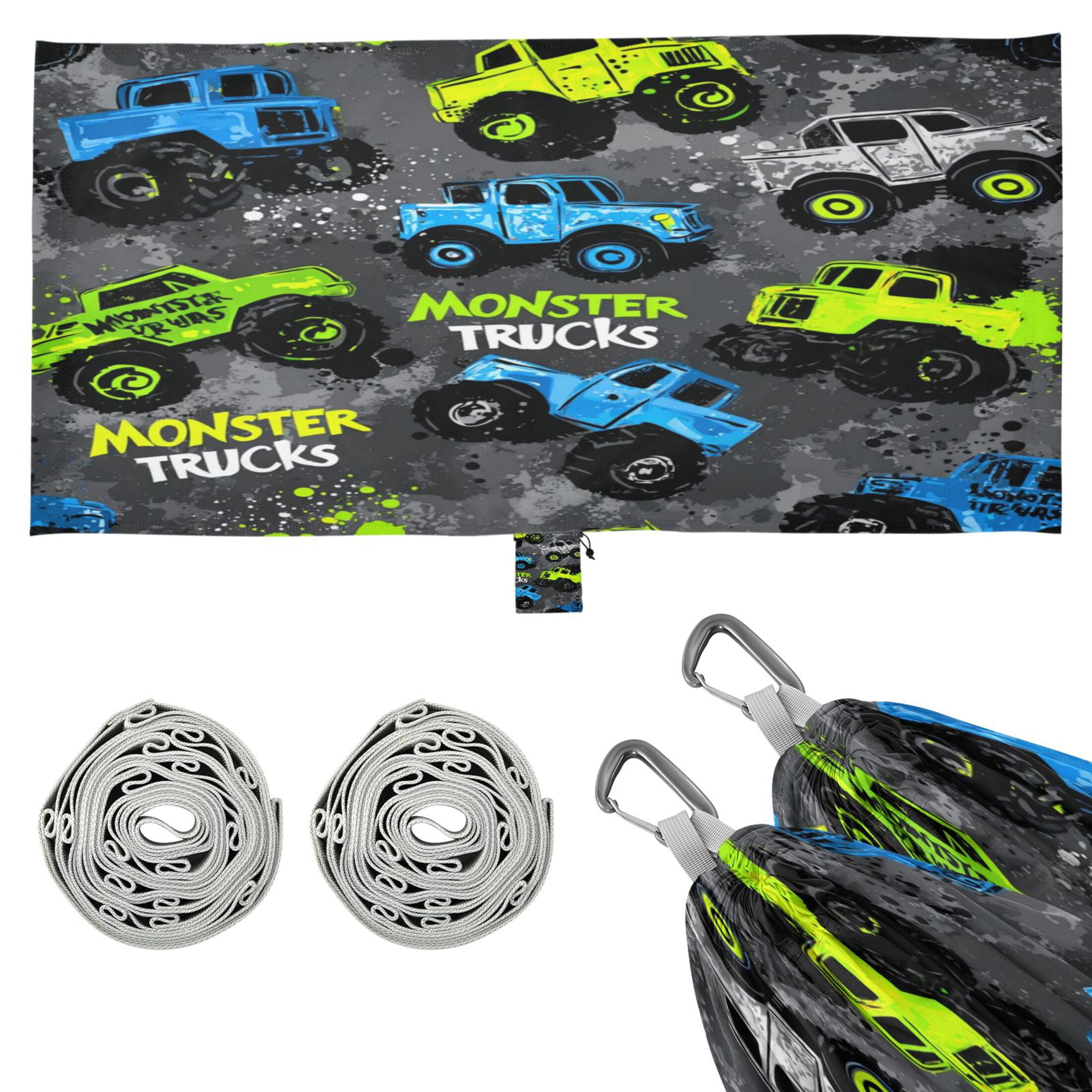 Hanging Hammock Portable Travel Camping For Outdooor Beach Camping Hiking Colorful Monster Trucks