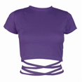 thumbnail image 4 of Rhuody Going Out Tops For Women Short Sleeve Tee Solid Color Slim Fit Crop Tops Womens Clothes Dark Purple, 4 of 4