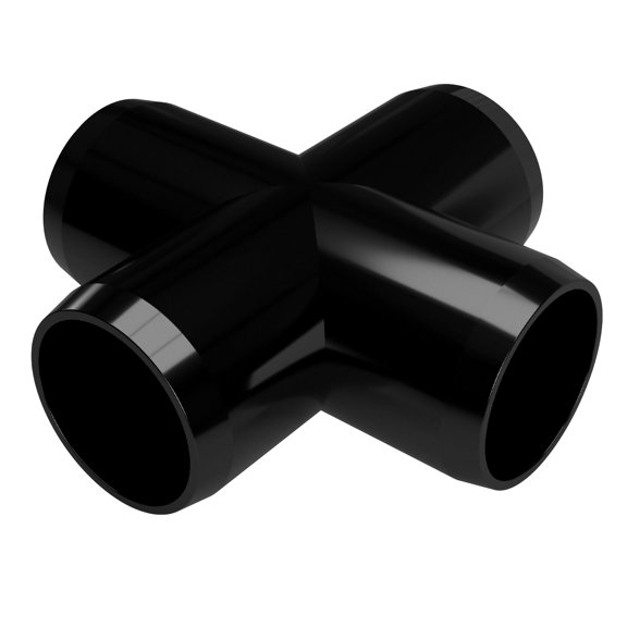 FORMUFIT F114CRX-BK-4 Cross PVC Fitting, Furniture Grade, 1-1/4" Size, Black , 4-Pack