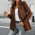 thumbnail image 4 of CILENON Women's Fashion Women's Fall Winter Solid Color Jacket Suit Corduroy Cardigan Jacket (Coffee,L), 4 of 4