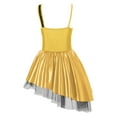thumbnail image 4 of CHICTRY Kids Girls Shiny Sequin Ballet Jazz Dance Dress Asymmetrical Metallic Tulle Skirt Leotard Dress Gold 6, 4 of 7