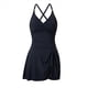 thumbnail image 1 of Bikini de una Pieza con Falda Ajustada, Versátil y de Moda, de Color Liso para Mujer. Negro M, 1 of 10