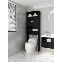 Home Bathroom Shelf Over-The-Toilet, Bathroom SpaceSaver, Bathroom, Tollilet storage cabinet,black