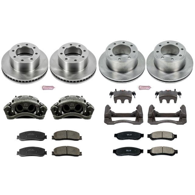 PowerStop Front and Rear Stock Replacement Brake Pad and Rotor Kit with Calipers Fits: FORD Select Models KCOE6547