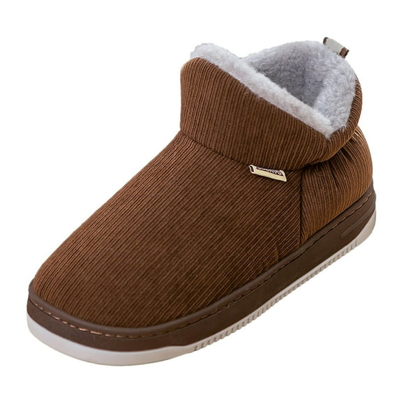 nsendm Male Shoes Adult Slide on Snow Boots Men Color Suede Cotton Slippers Warm Thick SToled Short Cotton Boots Hiking Boots Size 15 Brown 11