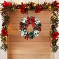 thumbnail image 7 of Flocked Christmas Wreath with Red Bow and Imitation Berries, Handmade Rattan Door and Wall Hanging Wreath for Festive Holiday Decorations valentines day gifts, 7 of 7