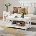 thumbnail image 2 of Fullfurnique 2-Tier Coffee Table with Storage Shelf and X-Design Accent for Living Room, White, 2 of 8