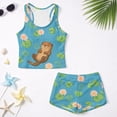 thumbnail image 6 of Psesaysky Otter Lotus Leaf Girls Tankini Two Piece Swimsuits Bathing Suits for Girls Round Neck Swim Tank Top and Drawstring Bottoms for 6-15Y, 6 of 7