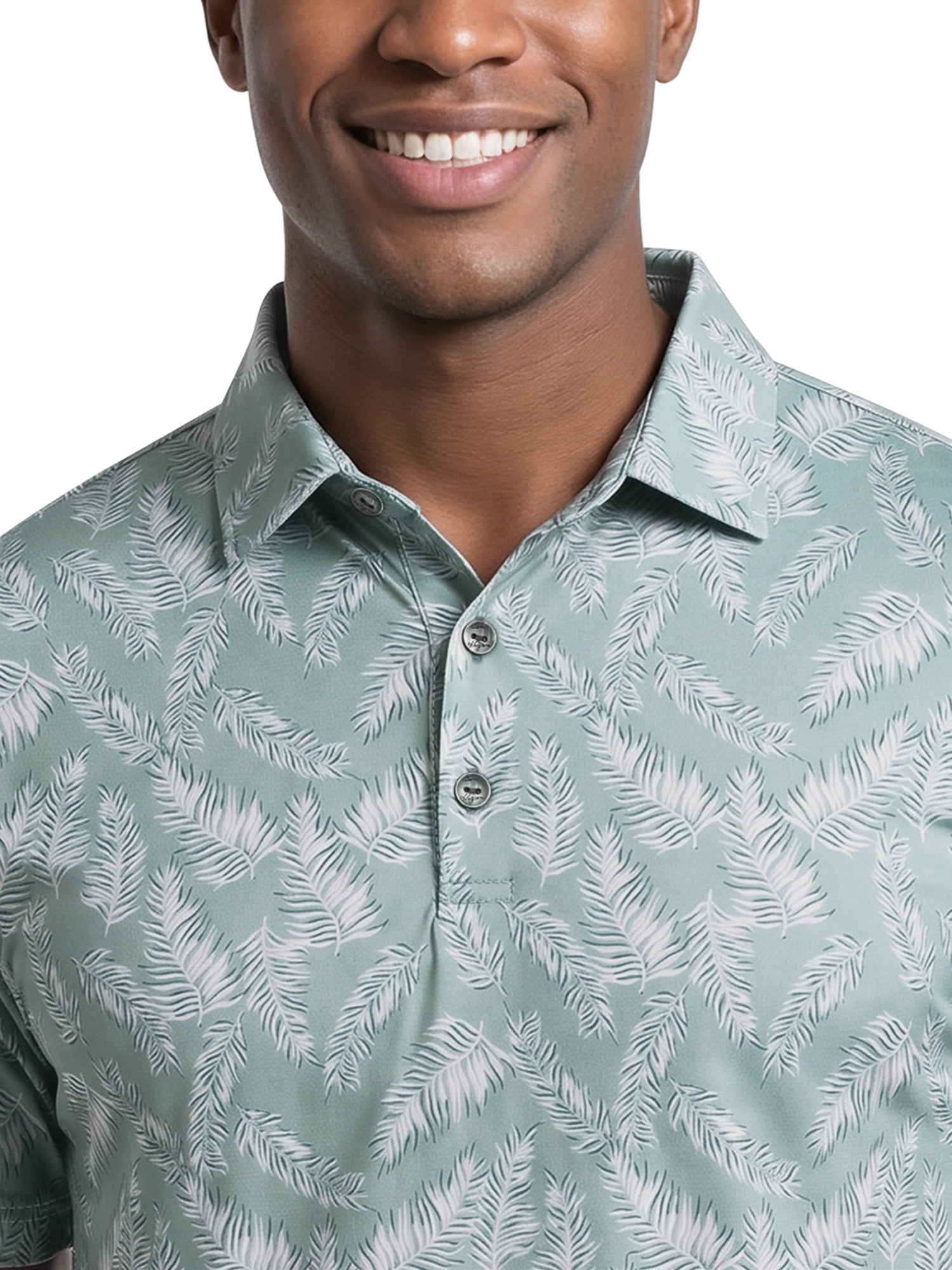 Ben Hogan Performance Men's & Big Men's Fall Leaf Print Short Sleeve Polo Shirt, Sizes S-4XLT