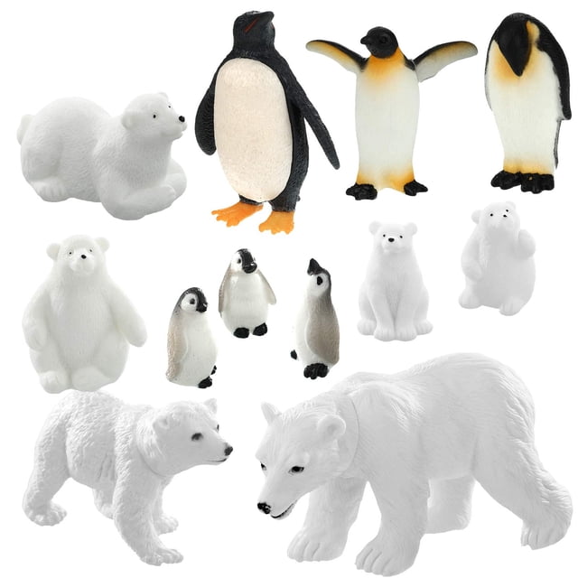 Set de figuras Sumind Realistic Polar Animal Bear Pingüino x12