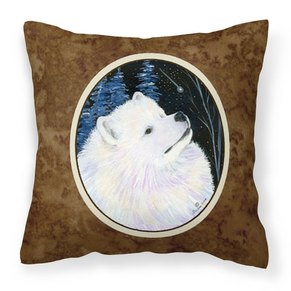 Carolines Treasures SS8376PW1414 Starry Night Samoyed Fabric Decorative Pillow, 14Hx14W, multicolor
