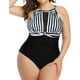 thumbnail image 1 of Traje de baño de talla grande para mujer, traje de baño de una pieza con control de barriga, traje de baño de cuello alto, traje de baño fruncido Namotu CZYD-SY78-9, 1 of 6
