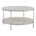 thumbnail image 1 of SEI Meubles Silas Rond Faux Travertin Pierre Table de Cocktail en Chrome, 1 of 3