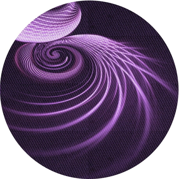 Ahgly Company Indoor Round Patterned Purple Violet Purple Area Rugs, 5' Round