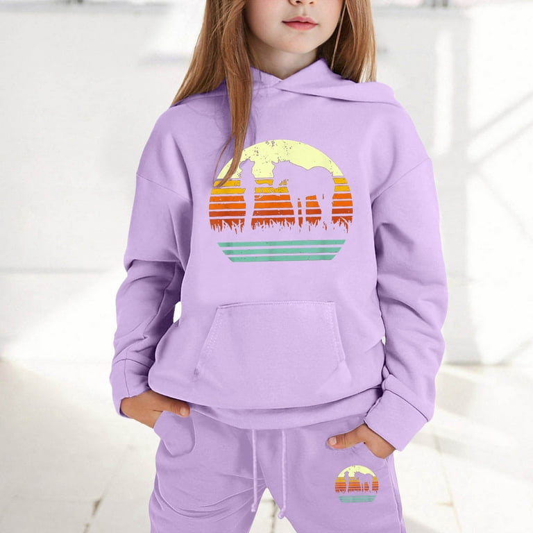 shqvo School Clothes for Girls Fall Winter Outfits Hoodie Set