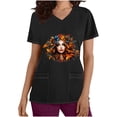 thumbnail image 2 of lcziwo Womens Scrub Tops 2025 Mardi Gras Printed Summer Shirts Stretchy V Neck Short Sleeve Nursing Scrubs Blouse with Pockets Black XL Gifts for Mom, 2 of 6