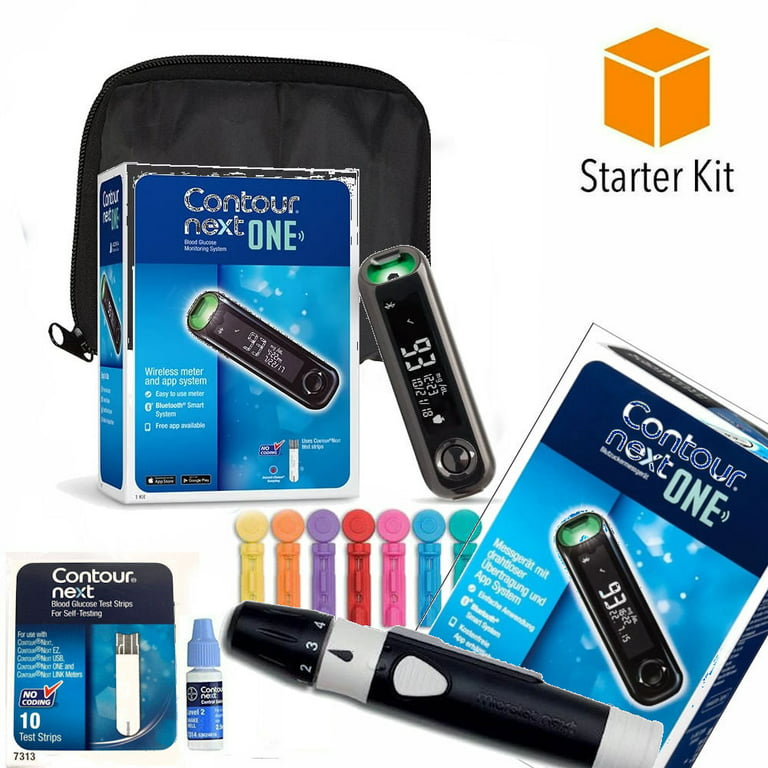 CONTOUR NEXT Blood Glucose Monitoring System – All-in-One Kit for Diabetes  with Glucose Monitor and 20 Test Strips For Blood Sugar & Glucose Testing
