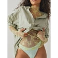 thumbnail image 2 of Womens Sheer Mesh Layering Top Long Sleeve Mock Neck Lace Floral See Through Shirt Tops Y2k Aesthetic Blouse Top, 2 of 5