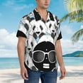 thumbnail image 3 of Kll Men'S Hawaiian Shirt Short Sleeve Button Down Beach Shirts-Black Head Woman With Panda Hair, 3 of 7