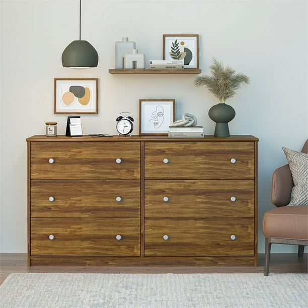 Ameriwood Home Emery 6 Drawer Wide Dresser White 29.69 H x 53.54 W x 14.69 D