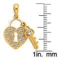 thumbnail image 2 of Precious Stars 14K Yellow Gold Cubic Zirconia Ladies Heart Lock and Key Pendant with 16" Chain Necklace, 2 of 5