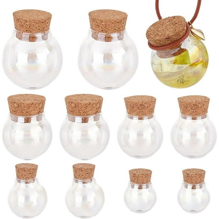 10 Sets Glass Dome with Base 5 Sizes Glass Cloche Bell Jar Display Dome Iridescent Glass Decoration Bottles for Plants Flower Display Clay Succulents Storage Home Christmas Party Favor