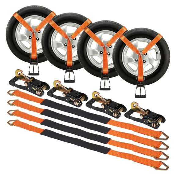 Ratchet Tie Down Straps 2"x120", 5512 LBS Capacity, 4-Pack - Car Tie Down Straps for Trucks, Trailers, ATVs, SUVs - Vehicle Transport Straps with Snap Hooks