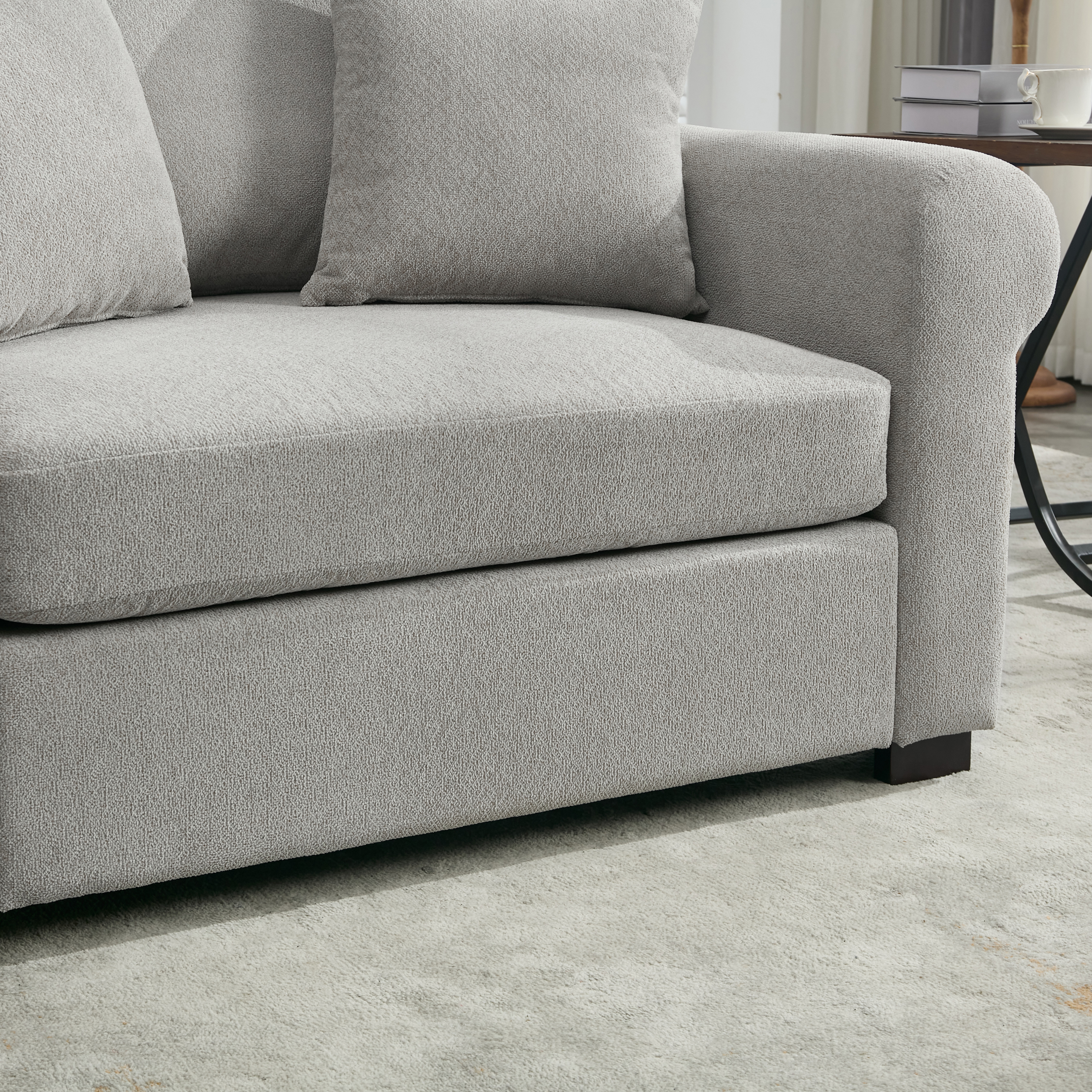 Euroco Modern Chenille Oversized Armchair, Chair and a Half, Single Sofa for Bedroom, Living Room,44.5" Wide, Light Grey