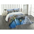 thumbnail image 3 of Ambesonne Venice Quilted Bedspread Set 3 Pcs, Morning Twilight Urban, King Size, Grey Blue Cinnamon, 3 of 5
