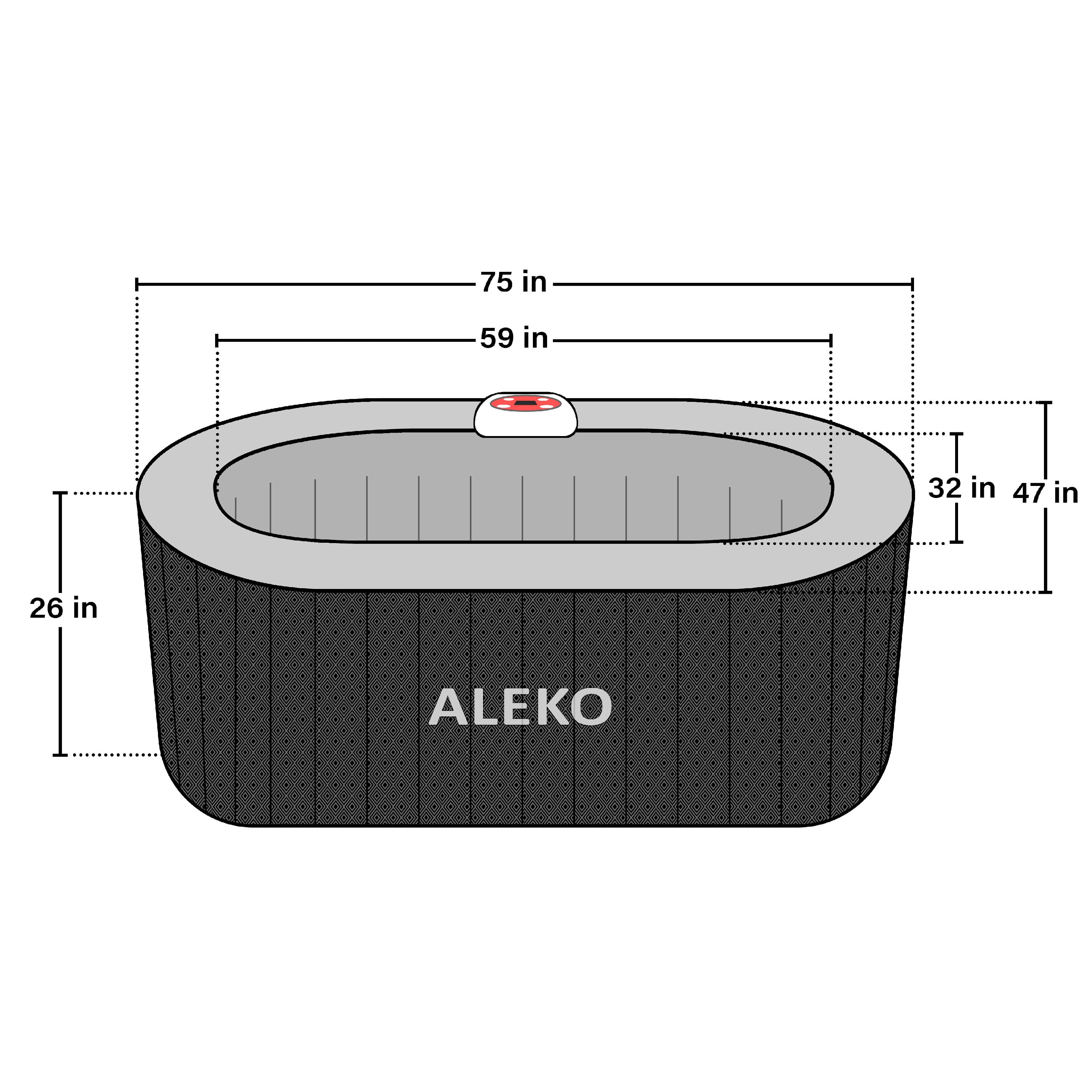 ALEKO Diamond 2 Person Black Inflatable Jetted Hot Tub with Energy Efficient Cover