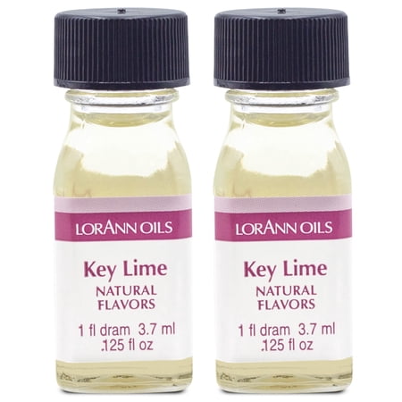 LorAnn Key Lime Super Strength Flavor - Twin Pack of 1 Dram Bottles (.125 fl oz) - Candy, Confections & Baking
