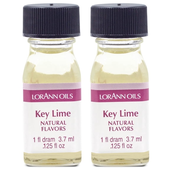 LorAnn Key Lime Super Strength Flavor - Twin Pack of 1 Dram Bottles (.125 fl oz) - Candy, Confections & Baking